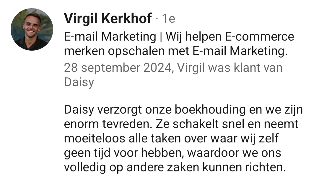 Screenshot_20250216_200012_LinkedIn Review Daisy verzorgt onze volledige boekhouding in moneybird.